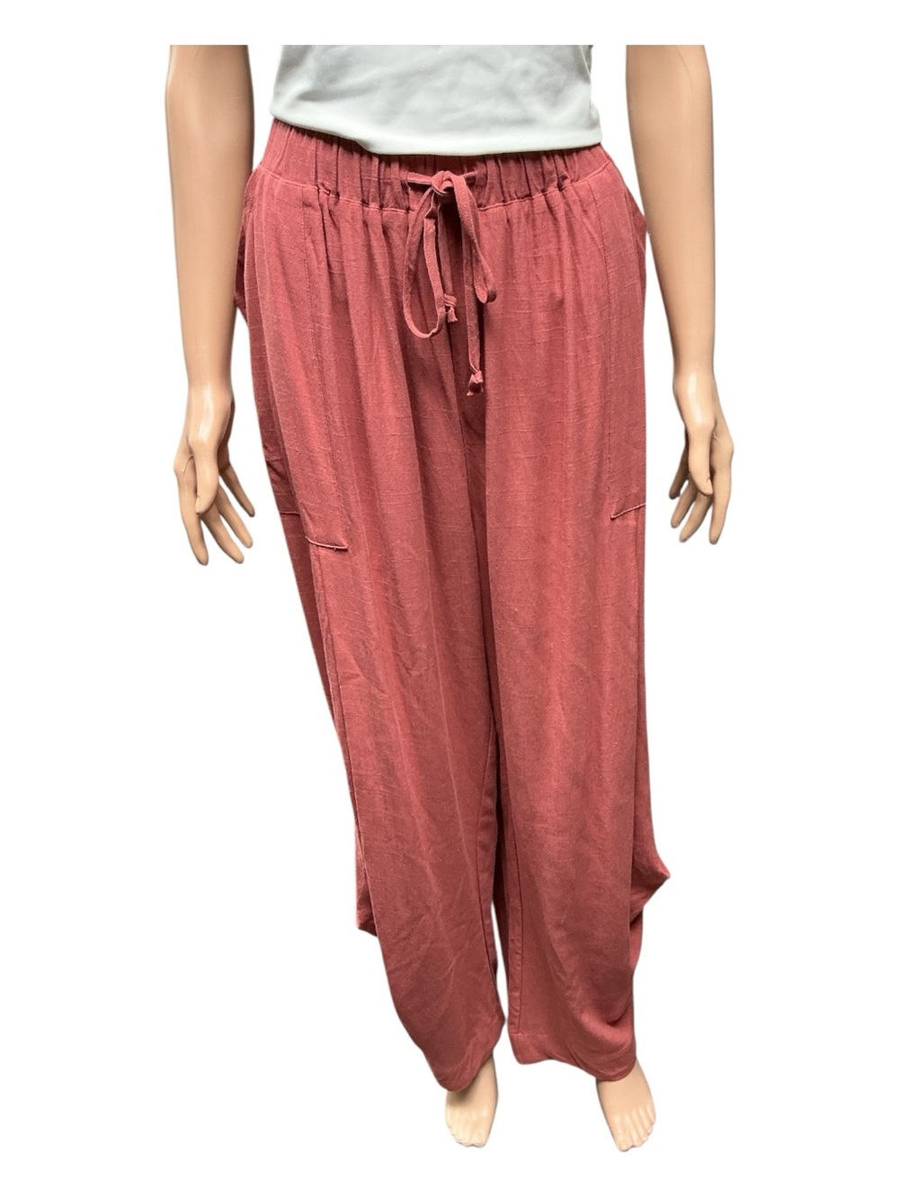 Tarse - NWT - Wide-Leg Linen Blend Drawstring Pants in Dusty Rose